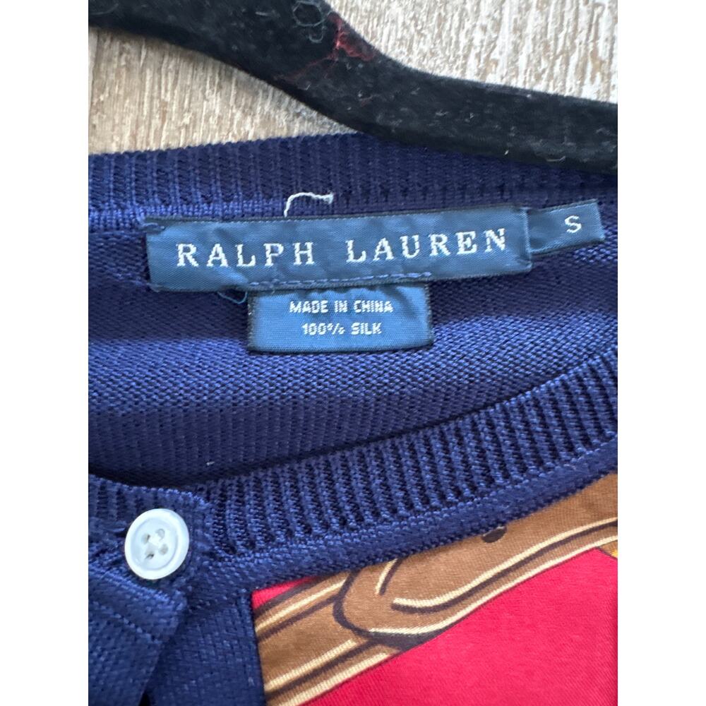 Ralph Lauren Silk Cardigan Sweater Size Small Preppy Equestrian - Picture 2 of 4